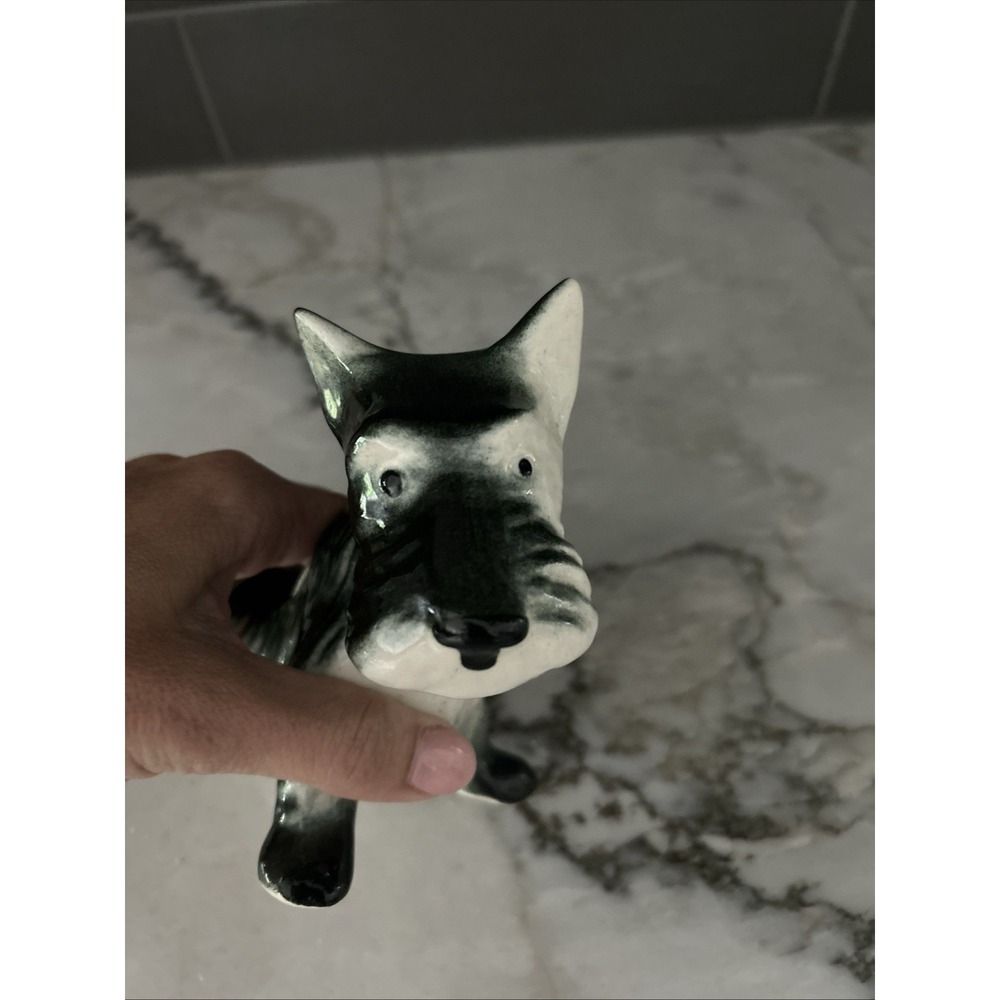 Vintage Ceramic Scottie Dog Figurine 1940s Sitting Scottish Terrier MCM Planter - Picture 6 of 8